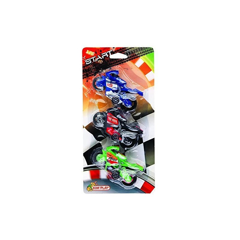 Blister de 3 motos de course KIM'PLAY - Dès 3 ans