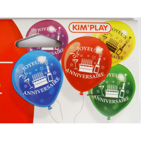 Sac de 10 ballons Joyeux Anniversaire KIM'PLAY - Dès 3 ans