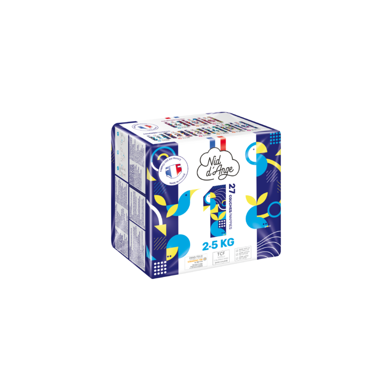 Couche bébé Taille 1 2-5kg 27 pièces – NID D’ANGE - HNACS11-01
