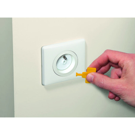 Lot de 12 cache-prises avec clés 2 Pôles Blanc - SAFETY - DOR-3202002000