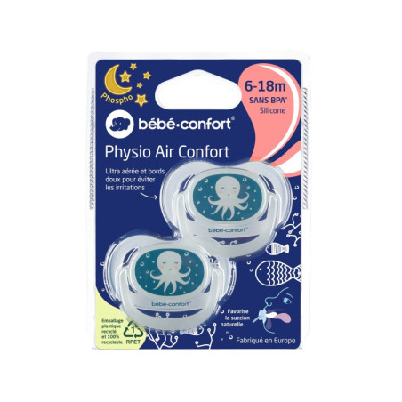 Lot de 2 Sucettes Physio Dark Blue Glow Silicone 0m+ - BEBE CONFORT - DOR-3104202580