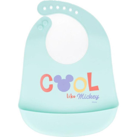 Bavoir Silicone Réutilisable Cool Like Mickey 31cm Bleu claire - DISNEY BABY - STO-13029