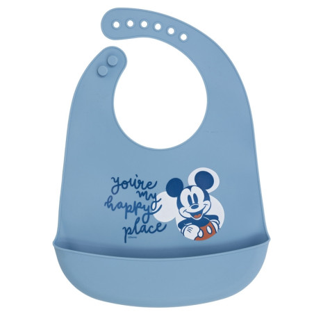 Bavoir Silicone Réutilisable Mickey Mouse Full of Smiles 31,6cm Bleu - DISNEY BABY - STO-10429