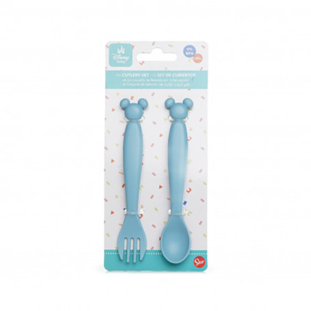 Set Couverts Bébé Cuillère et Fourchette Mickey Mouse Bleu - DISNEY BABY - STO-13315