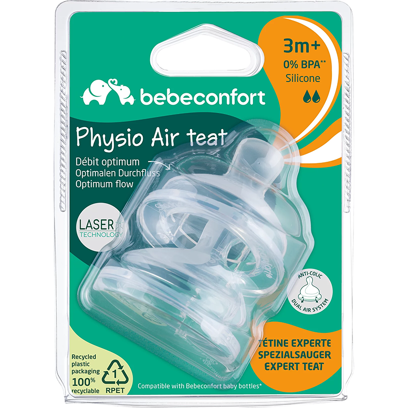 Tétine Physio Air débit moyen Silicone 3 mois Blanc - BEBE CONFORT - DOR-3102202230