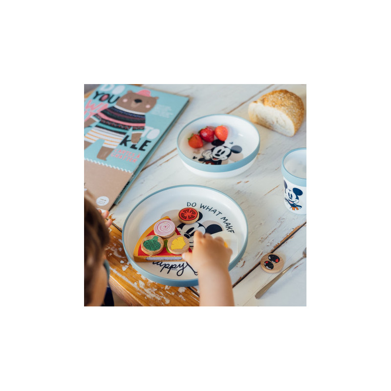 Assiette anti-dérapante Mickey Mouse Plastique 10 mois Bleu – THERMOBABY - STO-10493