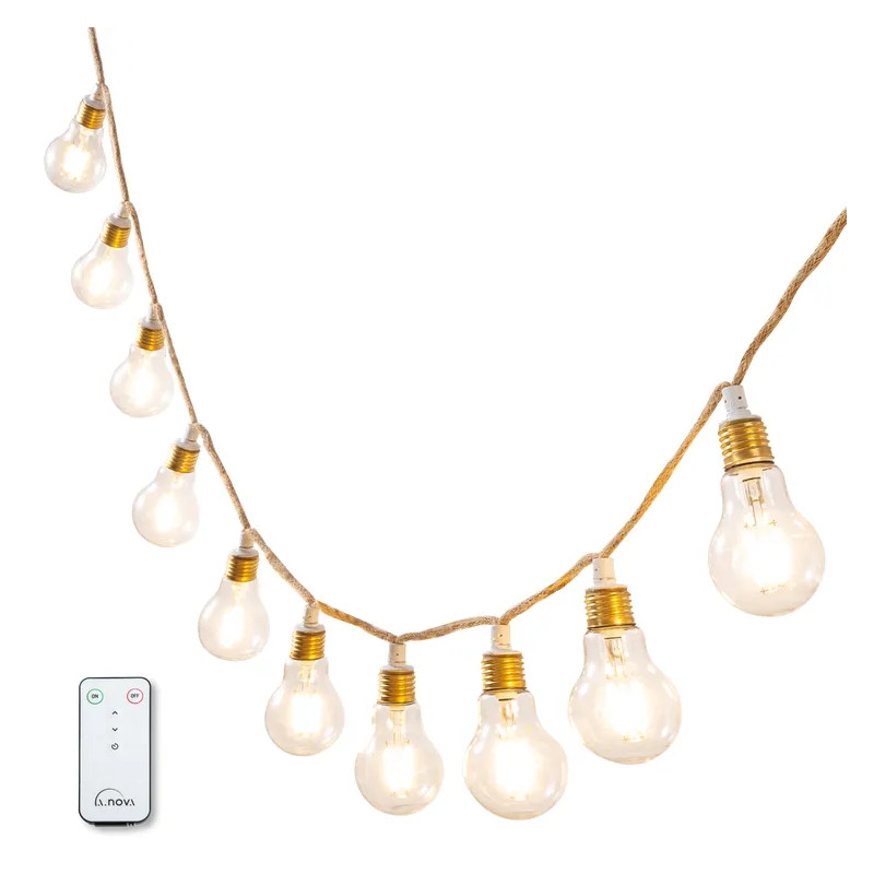 Guirlande extérieure 10ampoules LED blanc chaud intensité variable MINTA