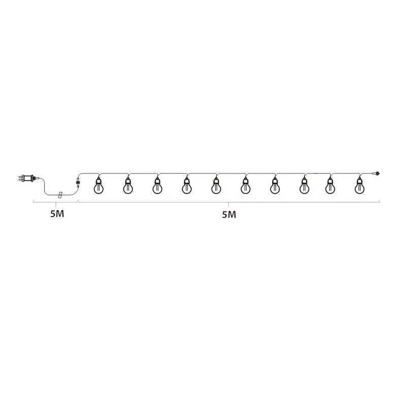 Guirlande extérieure 10ampoules LED blanc chaud intensité variable MINTA