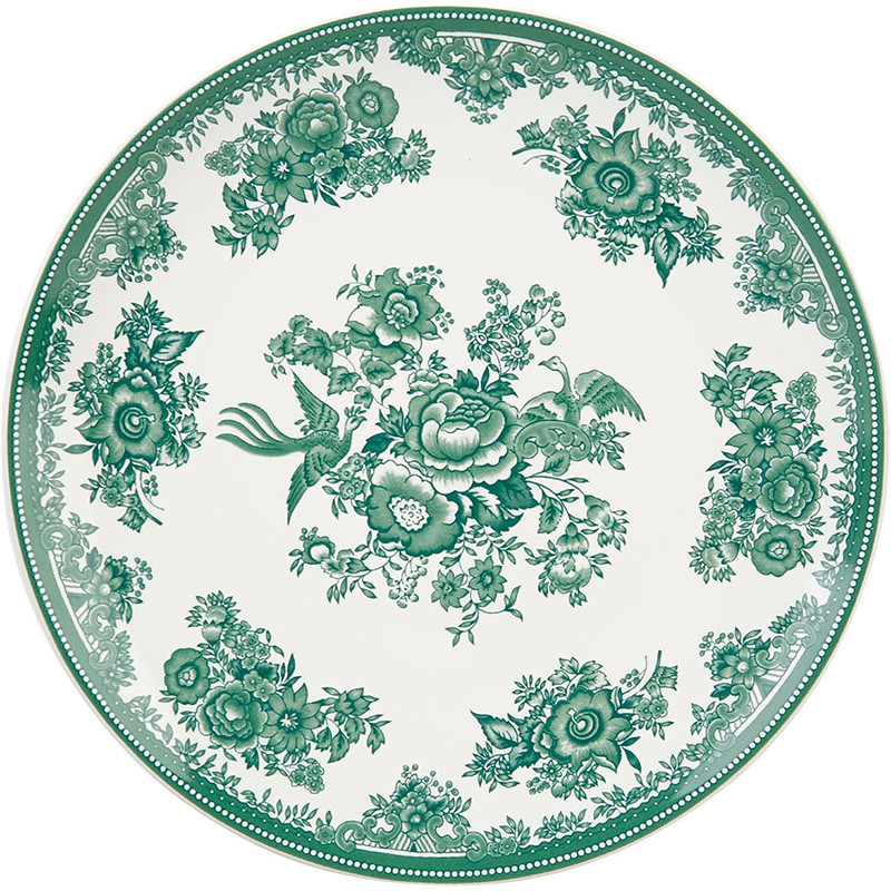 Assiette à dessert Toile de Printemps en grès Ø21cm Blanc/Vert - GENEVIEVE LETHU