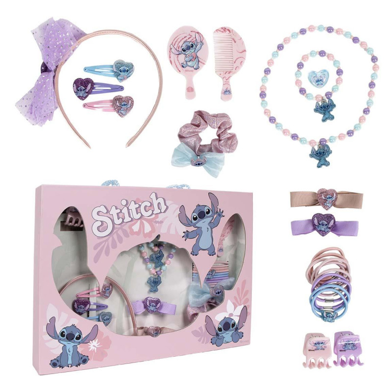 Set accessoires cheveux et bijoux rose Stitch - AR01884