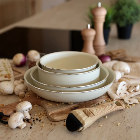 Batterie de cuisine 5 pièces induction crème - MENASTYL