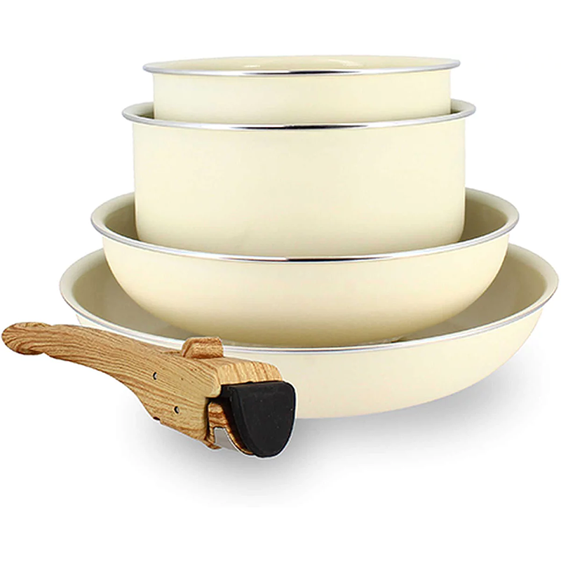 Batterie de cuisine 5 pièces induction crème - MENASTYL
