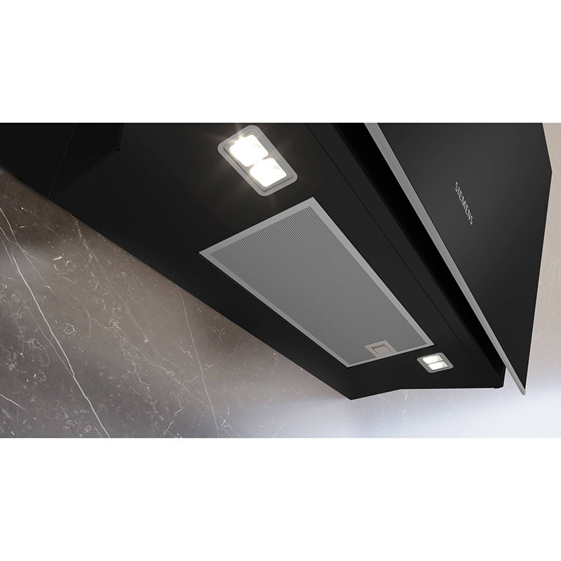 Hotte décorative murale inclinée avec finition en verre 90cm Noir - SIEMENS - LC91KLT60