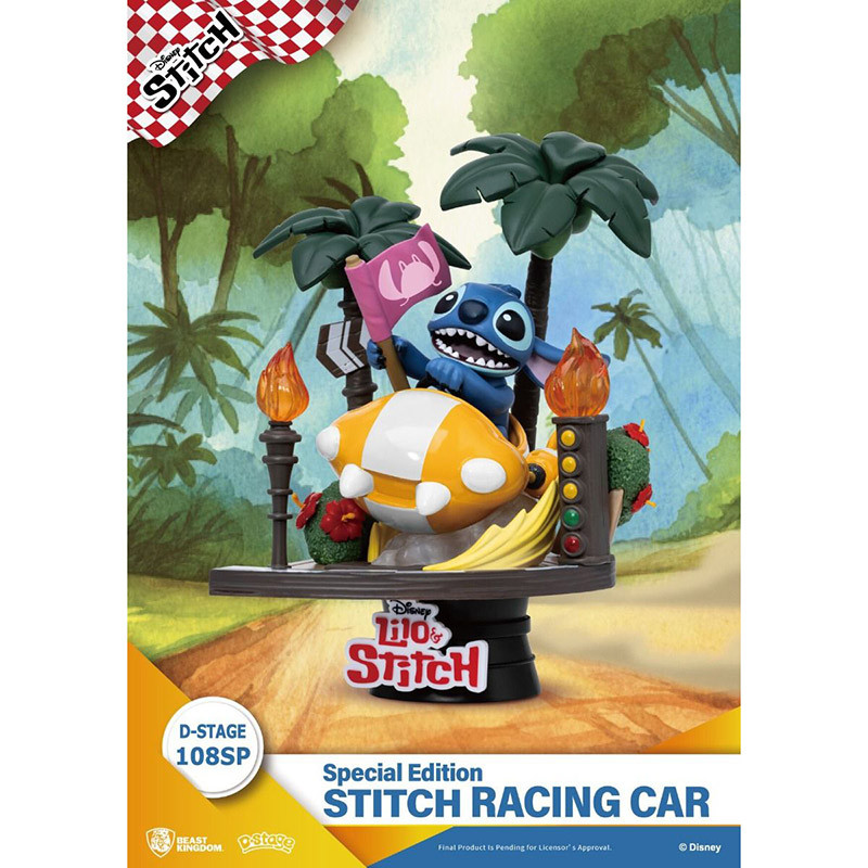 Figurine D-Stage Disney Stitch Racing Car Édition Spéciale 16cm - BEAST KINGDOM - 81689000003