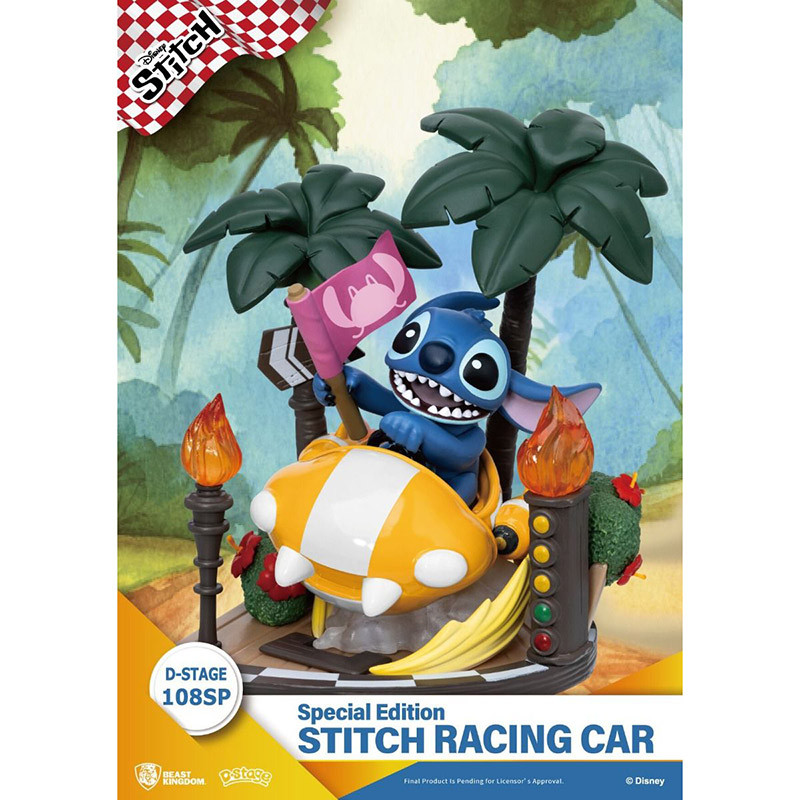 Figurine D-Stage Disney Stitch Racing Car Édition Spéciale 16cm - BEAST KINGDOM - 81689000003