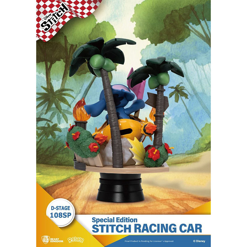 Figurine D-Stage Disney Stitch Racing Car Édition Spéciale 16cm - BEAST KINGDOM - 81689000003