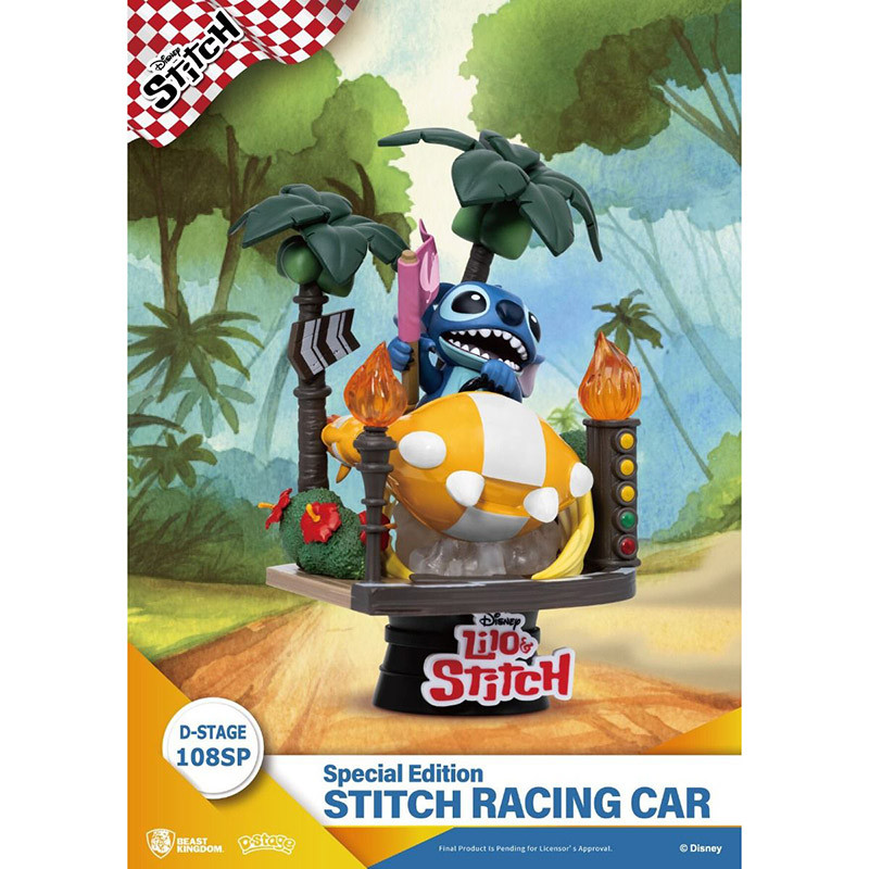 Figurine D-Stage Disney Stitch Racing Car Édition Spéciale 16cm - BEAST KINGDOM - 81689000003