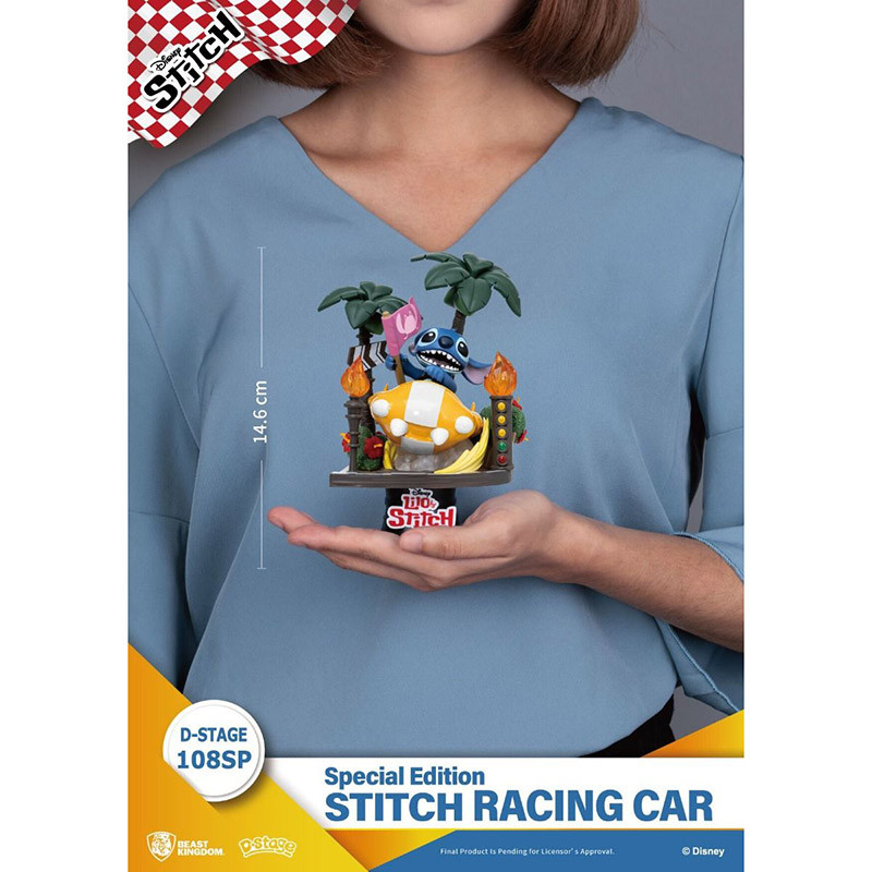 Figurine D-Stage Disney Stitch Racing Car Édition Spéciale 16cm - BEAST KINGDOM - 81689000003