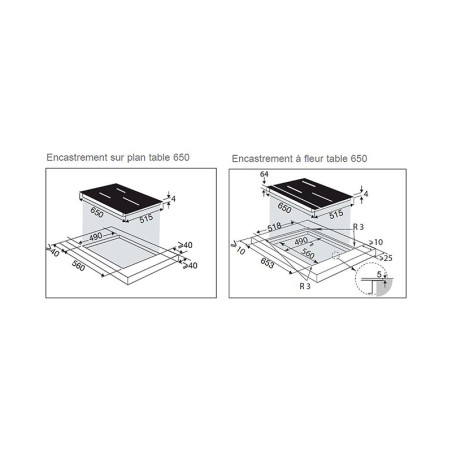 Plaque de cuisson induction HoriZoneTech 4 foyers 7400W 65cm Noir - DE DIETRICH - DPI4442B