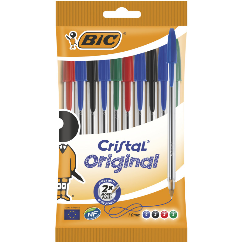 Pack de 10 stylo-bille Cristal original 1,0mm - BIC