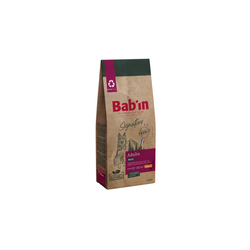 Croquette Signature pour chien maxi adulte poulet 12Kg - BAB'IN - 101170