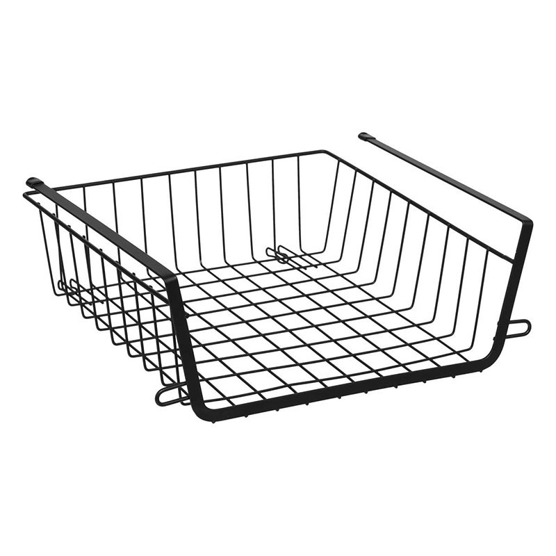 Panier Rangement Suspendu Acier/PVC 31,5x31x12cm Noir - 5FIVE