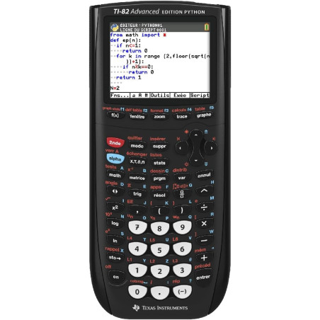 Calculatrice graphique TI-82 Advanced Edition Python Noir - TEXAS INSTRUMENTS - TI82ADVPYTHON