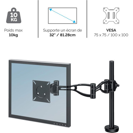 Bras porte-écran simple Professional Series Noir - FELLOWES - 8041601