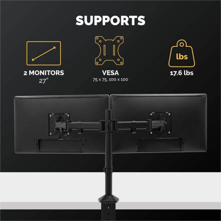 Bras pour double écran Reflex jusqu'à 27" 8kg Noir - FELLOWES - 8502601