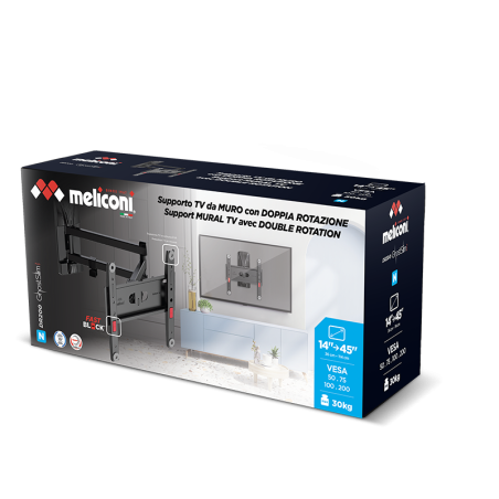 Support TV mural inclinable et orientable GS DR200 Plus Noir - MELICONI - MEL480926