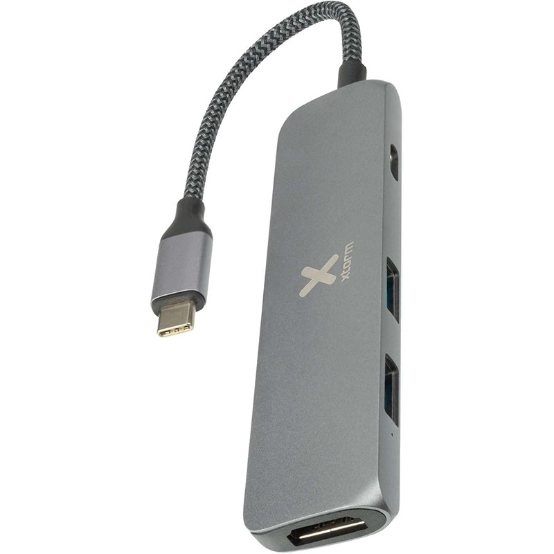 Hub Worx USB-C 4en1 câble tressé Gris - XTORM - XTOXWH03