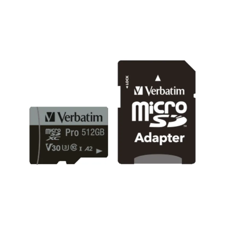 microSDXC Pro 4K 512Go Classe 10 avec adaptateur - VERBATIM - MICSDVERBA4KPRO512