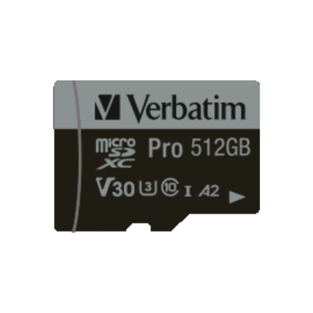 microSDXC Pro 4K 512Go Classe 10 avec adaptateur - VERBATIM - MICSDVERBA4KPRO512