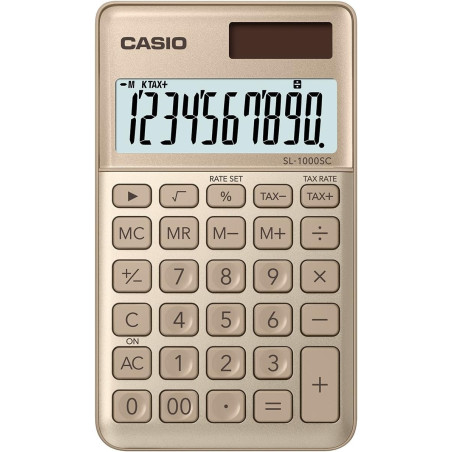 Calculatrice de poche SL-1000SC 10 chiffres Or - CASIO - CASL1000SCGDWEP