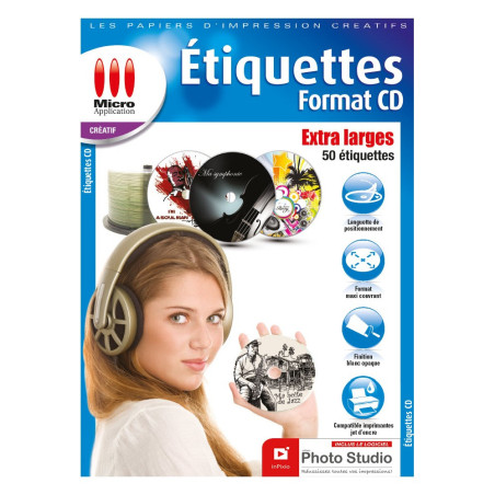 Étiquettes A4 CD XXL Blanc – MICRO APPLICATION – 5025