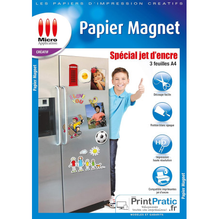 Papier Magnétique A4 Imprimable Mat Blanc - MICRO APPLICATION - 5367