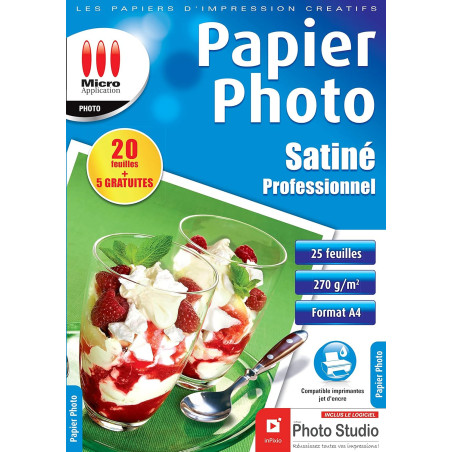 Papier photo A4 Satiné 270g/m² Blanc - MICRO APPLICATION - 5247