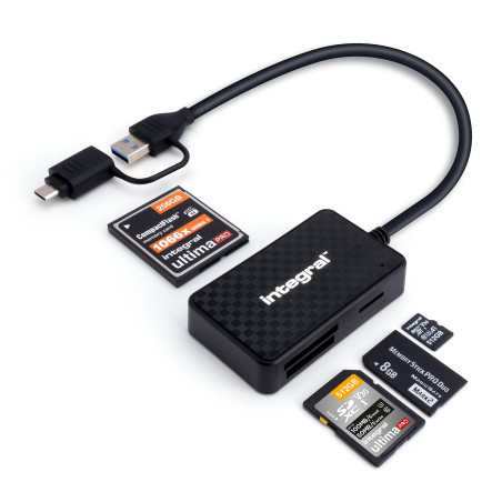 Lecteur de carte mémoire 4en1 USB 3.2 Type A & C Noir - INTEGRAL - LECT4EN1