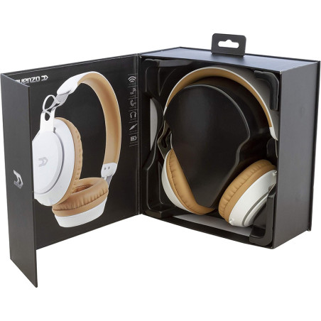 Casque audio sans fil Bluetooth Assistant vocal MicroSD Blanc - AVENZO - AVHP2001W