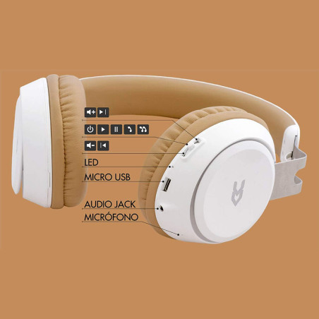 Casque audio sans fil Bluetooth Assistant vocal MicroSD Blanc - AVENZO - AVHP2001W