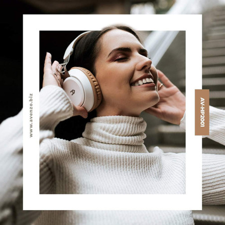 Casque audio sans fil Bluetooth Assistant vocal MicroSD Blanc - AVENZO - AVHP2001W