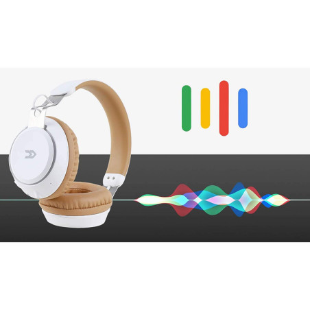 Casque audio sans fil Bluetooth Assistant vocal MicroSD Blanc - AVENZO - AVHP2001W