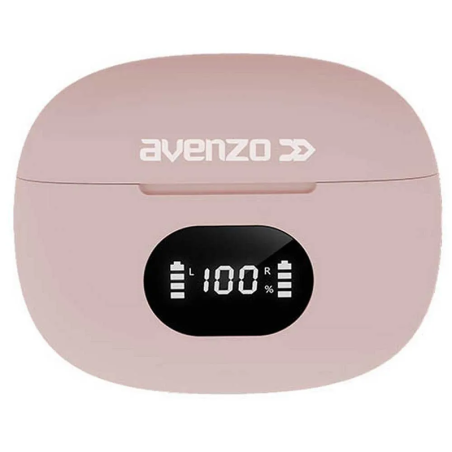 Écouteurs Bluetooth sans fil avec batterie externe Rose - AVENZO - AV-TW5010P