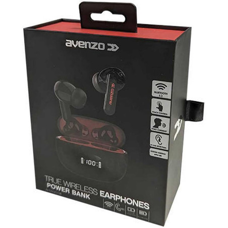 Écouteurs Bluetooth sans fil avec batterie externe Noir - AVENZO - AVTW5010B
