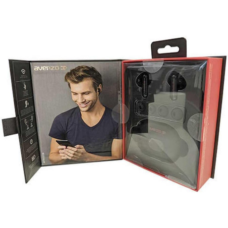 Écouteurs Bluetooth sans fil avec batterie externe Noir - AVENZO - AVTW5010B