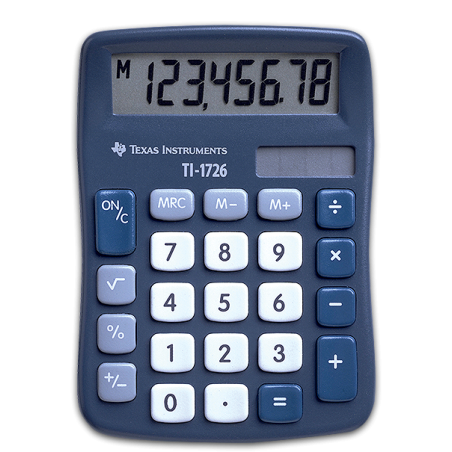 Calculatrice de poche 8 chiffres Solaire/Batterie Bleu - TEXAS INSTRUMENTS - TI1726+