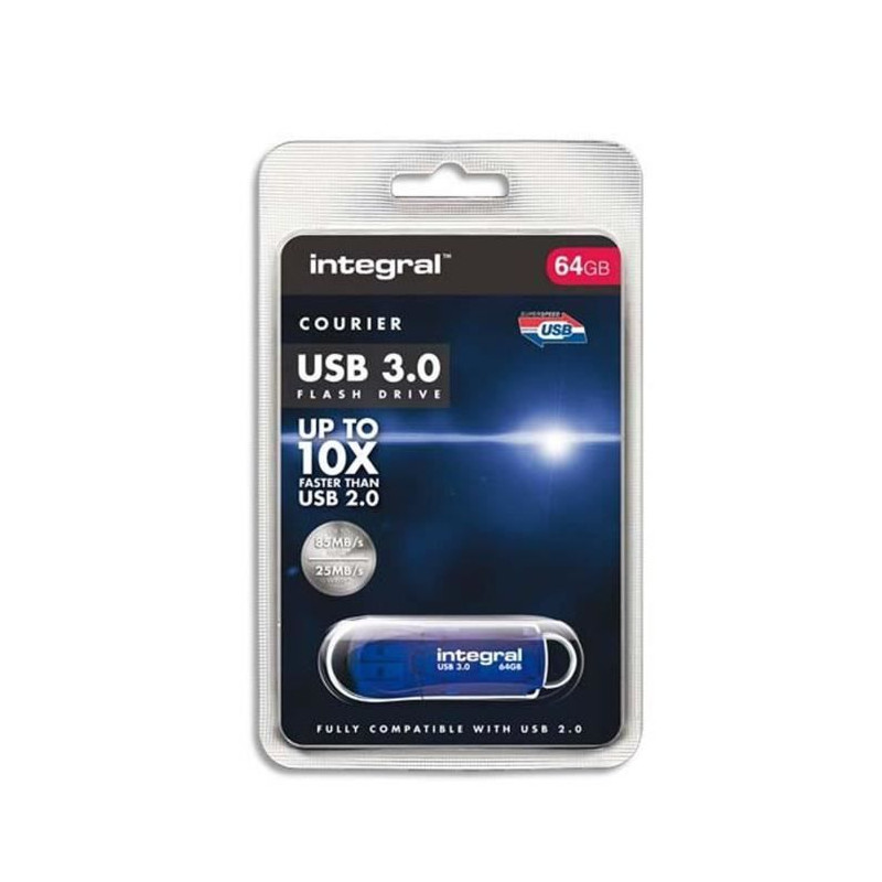 Clé USB Courier 64Go USB 3.0 Bleu - INTEGRAL - CLECOURRIER64Go