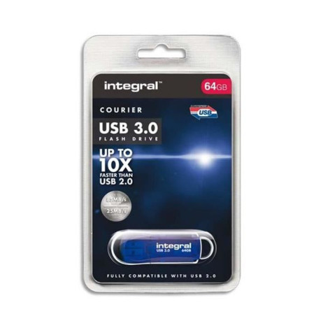 Clé USB Courier 64Go USB 3.0 Bleu - INTEGRAL - CLECOURRIER64Go