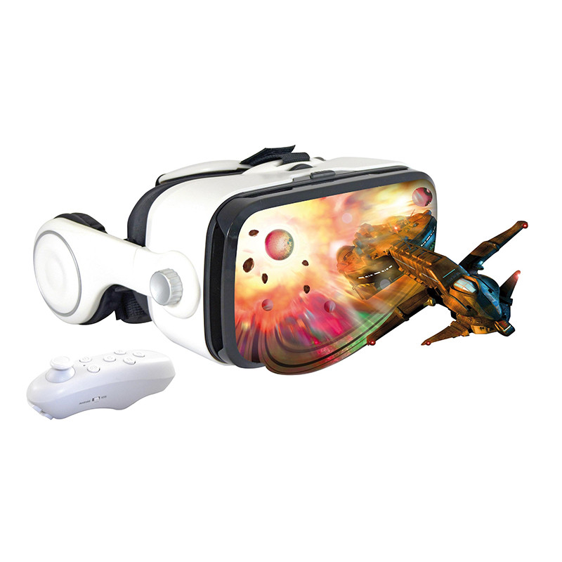 Lunettes de réalité virtuelle 3D avec casque intégré et manette Bluetooth Blanc - INOVALLEY - INLU11