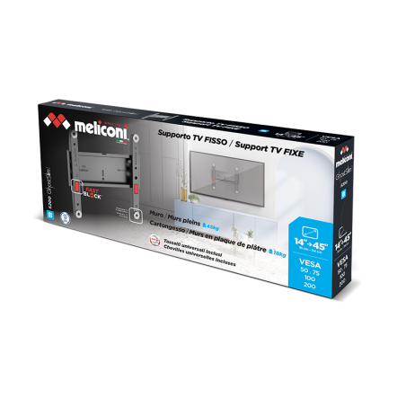 Support mural TV fixe GS S200 Plus FB CG Noir - MELICONI - MEL480930